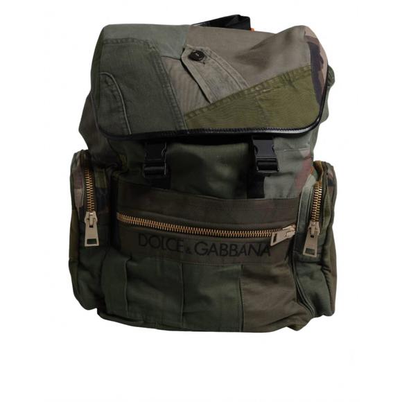 NEW DOLCE & GABBANA men's patchwork travel backpack bag in military green - Picture 3 of 7
